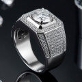 wholesale S925 Sterling Silver Cross-border European and American Fashion Exaggerated Full Diamond Moissanite Men's Rings Hip Hop Trend-0-3