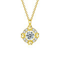 Sterling Silver Moissanite Leaping Heart Pendant Necklace-0-5