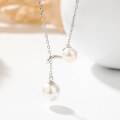 wholesale Sterling Silver Small Niche Design Versatile Pearl Necklace for Women Light Luxury Cross Pendant Collarbone Chain Cross-Border New Accessory Mother's Day Gift-0-2
