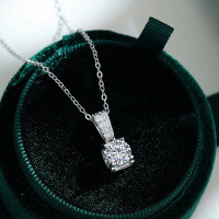 925 Sterling Silver Moissanite Bull Head Necklace, Women's Classic Carat Pendant-1-carat necklace (D color moissanite)  925 silver