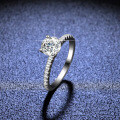 925 Sterling Silver Four-Prong Moissanite Ring, 1 Carat Women's Classic Open Wedding Band-0-3