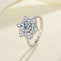 wholesale S925 Sterling Silver Full Moissanite Flower Ring Full Diamond High-End Fashion Versatile Cross-Border Hot Selling Jewelry Wholesale-0-0