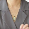 wholesale 925 silver inlaid with Hetian jade square "Wushi" pendant, a certificate-included Hanfu-style antique jade necklace-0-1
