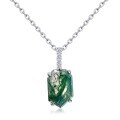 wholesale S925 Silver Japanese and Korean New Geometric Minimalist Aqua Agate Pendant with Green Moss Stone Necklace for Women Cross-Border Exclusive-0-4