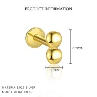 wholesale S925 Sterling Silver Wholesale-E4700-Gold/Single 925 Silver