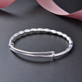 wholesale 999 Sterling Silver Floral Bamboo Knot Adjustable Bangle Bracelet for Mother's Day Gift for Mom-0-2