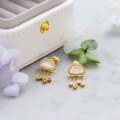 wholesale S925 sterling silver gold-plated women's in-stock wholesale Korean-style 3D cloud-shaped mother-of-pearl earrings-0-3