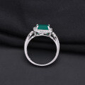 wholesale S925 Silver Luxury Vintage Natural Green Agate Gemstone Ring, Unique High-End Feel-0-3