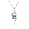 S925 Sterling Silver Four-Prong Moissanite Women's Necklace-0-3