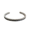 wholesale S925 Sterling Silver Korean Style Versatile Silver Bracelet Ins Minimalist Vintage Distressed Round Open Bangle for Women-0-4