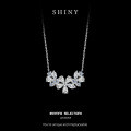 Metal Diamond Flower Cherry Blossom Pendant Necklace for Women-0-4