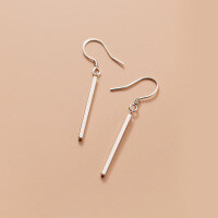 wholesale Metal: S925 Silver Summer minimalist single stick earrings long straight bar line women's Korean style ear accessories G9879-S925 silver pair 925 silver