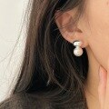 wholesale S925 Sterling Silver Oval Silver Ball Pearl Earrings Women, Small Fresh and Minimalist Style, High-End Sense-0-3