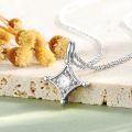 S925 Sterling Silver Round Moissanite Star Pendant Necklace, Fashion Minimalist Unisex Jewelry-0-1