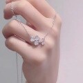 wholesale S925 Sterling Silver Early Spring Lucky Clover Flower Diamond Inlaid Necklace Fashion High-End Sense Light Luxury Valentine's Day Collarbone Chain-0-1