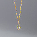 wholesale S925 sterling silver retro luxury heart-shaped pendant with openwork and small lock necklace D9250-0-0