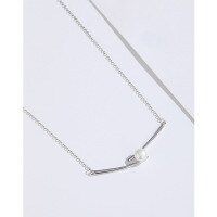 wholesale S925 Sterling Silver Freshwater Pearl Necklace for Women, Small and Unique Design with Chopstick Pendant, Light Luxury and Versatile Collarbone Chain-Freshwater Pearl Necklace White Gold Large &gt; 925 Silver