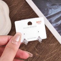Sterling Silver Rhinestone Earrings for Women, 2025 Winter Sparkling Elegant Studs-MR-0275 (30 min Mozambique) 2.1G