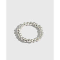 wholesale S990 Sterling Silver DP01 Korean Style Ins Minimalist Elastic Rope Beaded Round Bead Ring for Women-Silver>No. 11