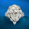 wholesale Metal material first: ZHUO ZHI FAN Jewelry European and American New Imported High Carbon Diamond Simulated Diamond White G Color 10*14mm Pear-Shaped Large Teardrop Ring-0-0