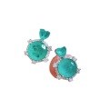 wholesale S925 Sterling Silver New8*8 Earrings for Women Simulated Paraiba Color Earrings-0-4