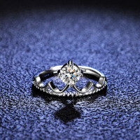 Silver Moissanite Princess Crown Ring for Live Streaming Supply-50 points (Moissanite)  No. 19