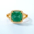 wholesale S925 Sterling Silver European and American New Minimalist Geometric Green Agate Ring for Women, INS Style Ring for Women, Cross-Border Best Seller-0-4