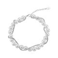 wholesale S925 Sterling Silver Cloud-Pattern Bracelet with Round Mother-of-Pearl Beads and Double-Layer Chain for Wholesale-0-4