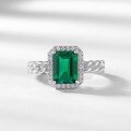 wholesale S925 European and American new geometric cultivated emerald light luxury ring for women, fully set with colored gemstones, twisted finger ring, cross-border hot pick-0-1