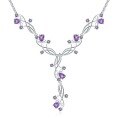 wholesale 925 Sterling Silver Luxurious Natural Gemstone Necklace for Women, High-End Elegance with Genuine Amethyst, Perfect for Banquet and Stylish Outfit Pairing-0-0