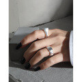 wholesale S925 Sterling Silver Korean Version INS Niche Design Minimalist Versatile Irregular Textured Open Ring for Women-0-3