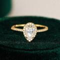 18K Gold Plated 925 Silver 1-Carat Moissanite Pear-Shaped Ring for Women-0-0