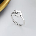 wholesale S925 sterling silver vintage forest-style small floral clasp ring, sweet, delicate, and cute, versatile for women's index finger-0-0