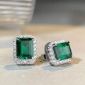 wholesale S925 Sterling Silver New 3-Carat Emerald Stud Earrings Women's High-Carbon Diamonds European and American Full Diamond Cross-Border Live-0-1