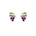 wholesale Metal material, Chao Xiaobai Purple Grape Earrings Fresh Sweet Girly Heart Fruit Studs Light Luxury High-end Feel Niche Earrings-0-4