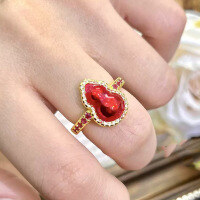 wholesale S925 Silver Zhuo Zhifan Jewelry New Chinese Retro Crystal Sugar Gourd Ring for Women, Flattering Skin Tone, Design-forward, Cross-border Best Seller-R1456 Red Gourd Ring Size 7