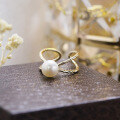 wholesale [Silver Plated] Dunli Jewelry 25 Spring New Collection Natural Pearl Three-Dimensional Crossover Open Ring, High-End Women's Ring-0-3