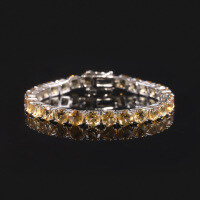 wholesale S925 Sterling Silver Cross-Border New White Topaz Tennis Chain 3/4/5/6mm with Natural Citrine Gemstone Bracelet-6mm natural citrine bracelet 7 inches (approximately 17.7cm)