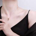 S925 Sterling Silver 22K Gold Plated Moissanite 05ct Snake Chain Necklace with Full Pavé Pendant-0-2