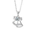 S925 Sterling Silver Moissanite Christmas Bell Necklace Pendant-0-3