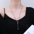 wholesale S925 Sterling Silver Korean-style Creative Dice Pendant Small Sphere Tassel Trendy Collarbone Chain Necklace-0-2