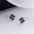 wholesale S925 Sterling Silver Minimalist Style Four-Leaf Clover Stud Earrings, Dainty and Versatile Women's Earrings-0-1