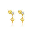 wholesale S925 Sterling Silver Irregular Zircon Star Earrings, Round Small Niche Design。-0-19