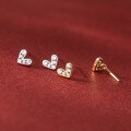 wholesale S925 Sterling Silver Korean Version Summer Student Small Fresh Diamond-inlaid Heart Stud Earrings for Women M02668-0-0