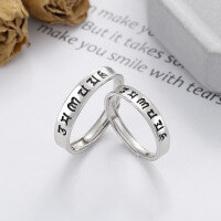 wholesale S925 Sterling Silver Retro Six-Character Mantra Font Ring Ethnic National Style Design Versatile Couple Ring-909JM/women's model: approximately 1.9g Adjustable opening