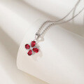 wholesale S925 Sterling Silver Light Luxury Style Four-Leaf Clover Pendant for Women with Inlaid Diamond Zirconia Small Collar Necklace Pendant Wholesale-0-2