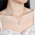 S925 Silver 1-Carat Moissanite Oval Crown Pendant Necklace for Women-0-3