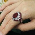 wholesale 925 Silver Gold Plated Ring with High Carbon Diamond, Vanjia High Jewelry Pigeon Blood Red GRC Lab-Grown Ruby, Versatile Women's Ring-0-1