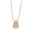 wholesale S925 Sterling Silver Pink Buddha Necklace for Women, Minimalist Collarbone Chain with Full Crystal Pendant, Live Streaming Wholesale-0-4