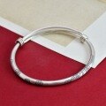 wholesale 9999 Silver Solid Plum Blossom Minimalist Bangle, Pure Silver Antique-style Handcrafted Student Thin Bracelet Girlfriend Gift-0-5